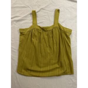 A.N.A. Yellow Green Pleated Tank Top XL – Strappy Lightweight Summer Blouse
